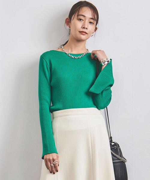 UNITED ARROWS(ユナイテッドアローズ)の「<UNITED ARROWS>W/S リブ ボートネック スリットスリーブ ニット B †(ニット/セーター・レディース・オフホワイト/ダークグレー/ケリー/その他1・FREE)」の14枚目の写真