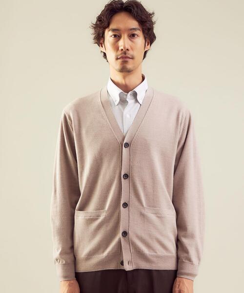 green label relaxing（グリーンレーベルリラクシング）の「＜green label relaxing＞120s 天竺 Vネック カーディガン（カーディガン/ボレロ・メンズ・ネイビー/ベージュ/コバルトブルー・L/M/S/XL）」の5枚目の写真