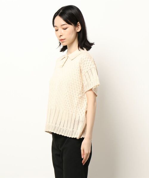 Dot&Stripes CHILD WOMAN(ドットアンドストライプス チャイルドウーマン)の「透かし編みパッチワーク ポロプルオーバー(ポロシャツ・レディース・グリーン/キナリ/ピンク・FREE)」の22枚目の写真
