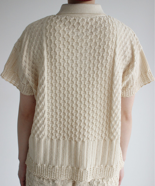 Dot&Stripes CHILD WOMAN(ドットアンドストライプス チャイルドウーマン)の「透かし編みパッチワーク ポロプルオーバー(ポロシャツ・レディース・グリーン/キナリ/ピンク・FREE)」の13枚目の写真