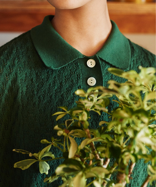 Dot&Stripes CHILD WOMAN(ドットアンドストライプス チャイルドウーマン)の「透かし編みパッチワーク ポロプルオーバー(ポロシャツ・レディース・グリーン/キナリ/ピンク・FREE)」の7枚目の写真