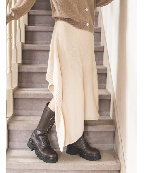 fifth calin(フィフスカラン)の「裾デザインニットスカート(スカート・レディース・ブラウン/アイボリー/ブラック・MEDIUM)」の2枚目の写真