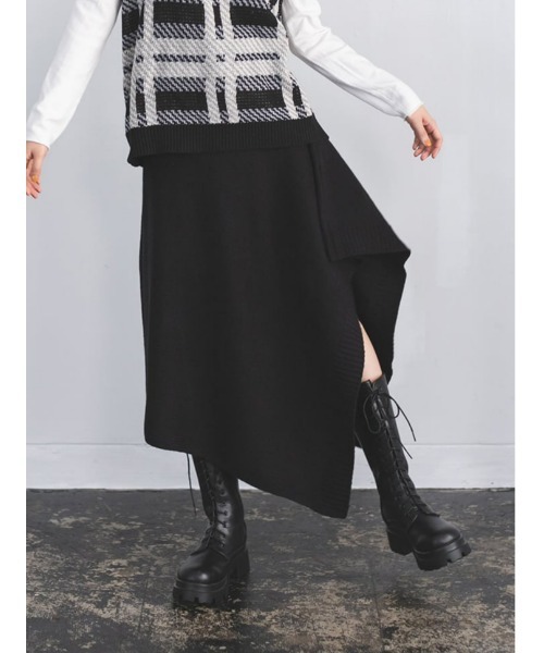 fifth calin(フィフスカラン)の「裾デザインニットスカート(スカート・レディース・ブラウン/アイボリー/ブラック・MEDIUM)」の1枚目の写真