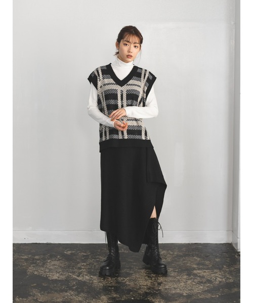 fifth calin(フィフスカラン)の「裾デザインニットスカート(スカート・レディース・ブラウン/アイボリー/ブラック・MEDIUM)」の16枚目の写真