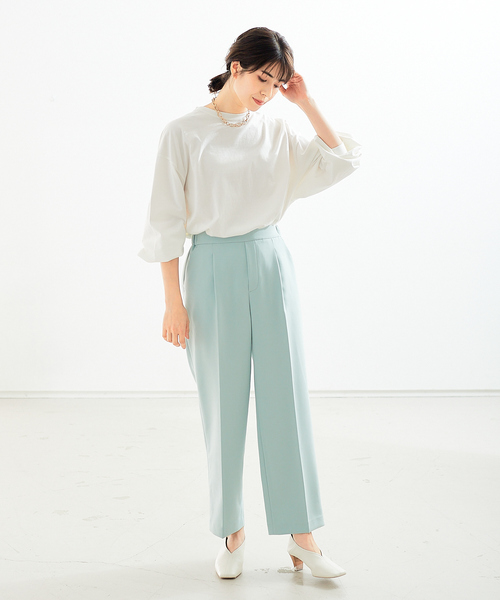 abahouse mavie（アバハウスマヴィ）の「【感嘆パンツ】セミワイドパンツ（その他パンツ・レディース・オフホワイト/グリーン/ブラック/ストライプ/チェック/セージグリーン・38/40/36）」の21枚目の写真