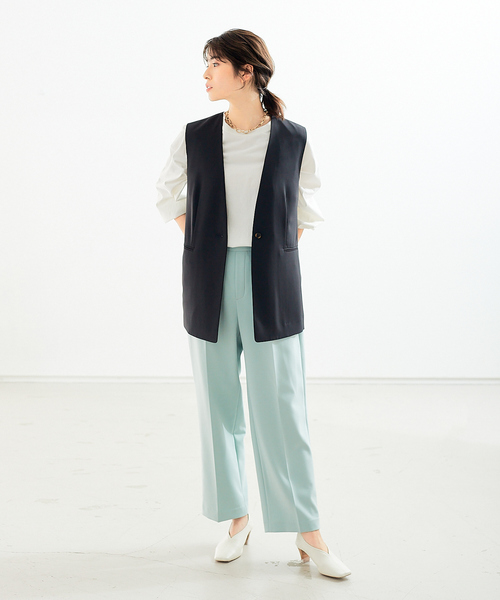 abahouse mavie（アバハウスマヴィ）の「【感嘆パンツ】セミワイドパンツ（その他パンツ・レディース・オフホワイト/グリーン/ブラック/ストライプ/チェック/セージグリーン・38/40/36）」の22枚目の写真