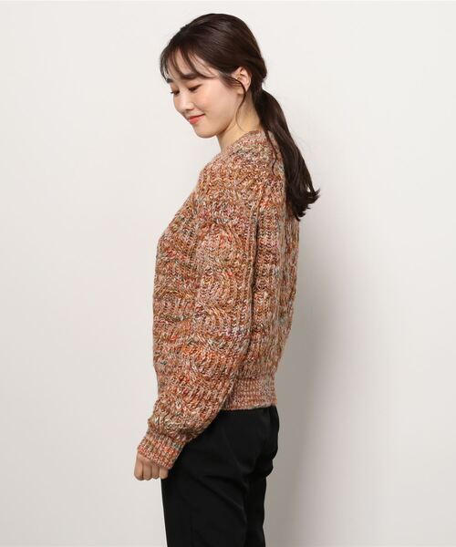 MAISON SCOTCH（メゾンスコッチ）の「メランジ クルーネックニット 【164851】（ニット/セーター・レディース・ブラウン/オフホワイト・SMALL/X-SMALL）」の3枚目の写真