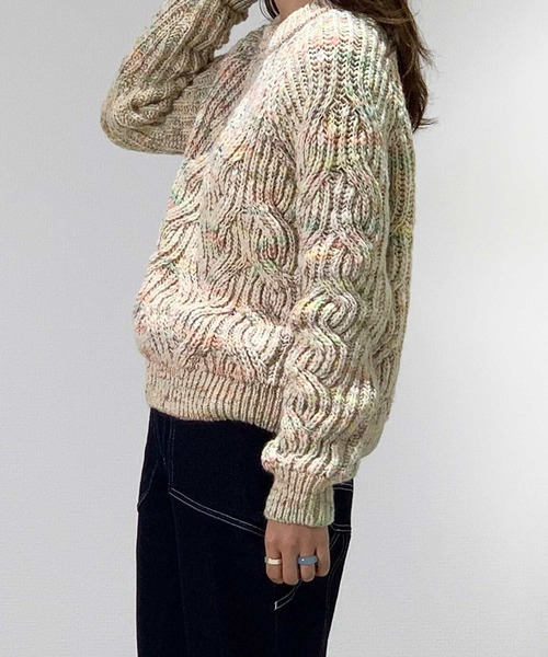 MAISON SCOTCH（メゾンスコッチ）の「メランジ クルーネックニット 【164851】（ニット/セーター・レディース・ブラウン/オフホワイト・SMALL/X-SMALL）」の5枚目の写真