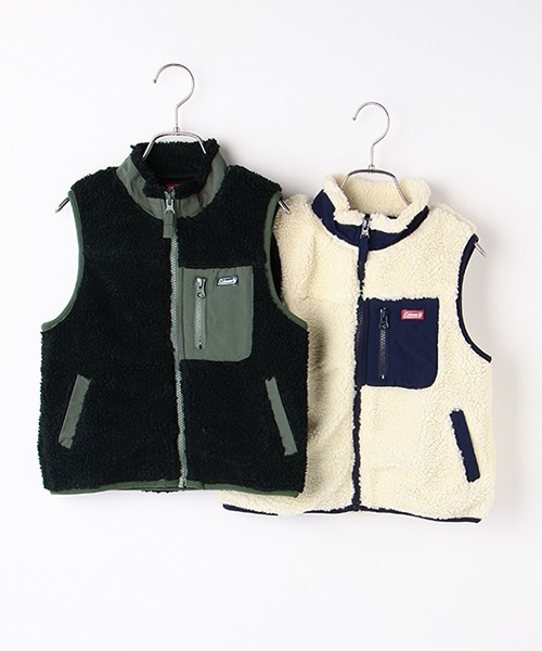 b・ROOM（ビールーム）の「【Coleman】ボアベスト（ベスト・キッズ・ブラック/オフホワイト・110cm/100cm/120cm/130cm）」の10枚目の写真