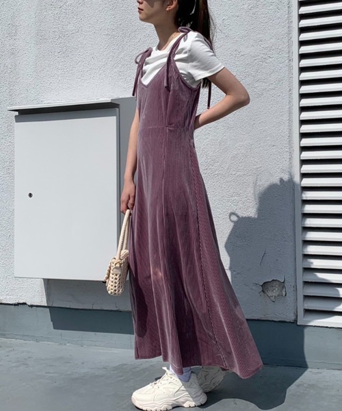 セール リボン付きベロアロングワンピース ワンピース Shaggie シャギー のファッション通販 Zozotown