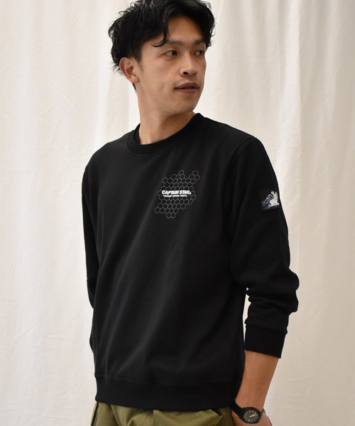 SPENDY'S Store（スペンディーズストア）の「＜CAPTAINSTAG/キャプテンスタッグ＞裏起毛袖プリントトレーナー（スウェット・メンズ・ブラック/グレー・LL/M/L）」の3枚目の写真