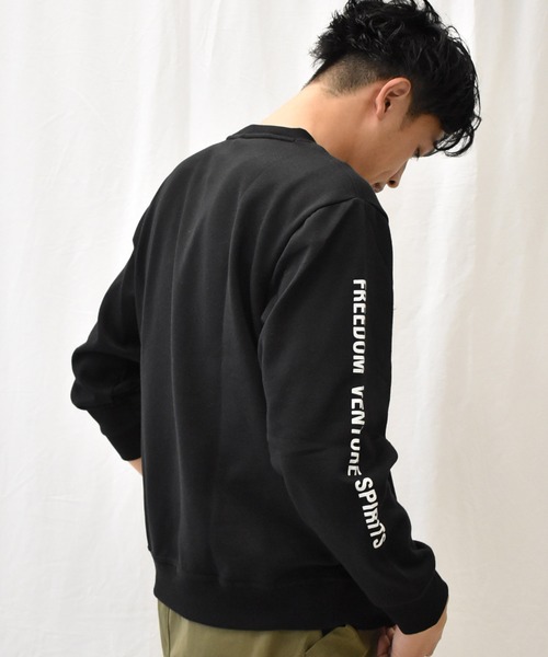 SPENDY'S Store（スペンディーズストア）の「＜CAPTAINSTAG/キャプテンスタッグ＞裏起毛袖プリントトレーナー（スウェット・メンズ・ブラック/グレー・LL/M/L）」の7枚目の写真