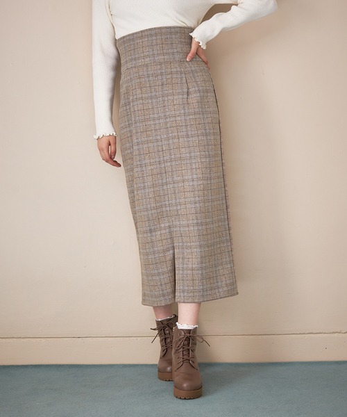 OLIVE des OLIVE（オリーブデオリーブ）の「チョコレートタイトスカート（スカート・レディース・ベージュ/ブラウン/ライトブラウン・SMALL/MEDIUM）」の3枚目の写真