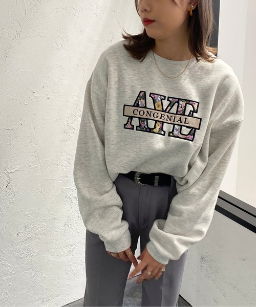 apres jour mignon（アプレジュールミニョン）の「花刺繍ロゴスウェット【ZOZOTOWN限定アイテム】（スウェット・レディース・ブラック/ダークグリーン/パープル/ナチュラル・X-LARGE/フリー）」の12枚目の写真