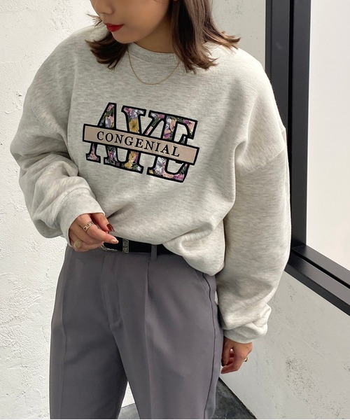 apres jour mignon（アプレジュールミニョン）の「花刺繍ロゴスウェット【ZOZOTOWN限定アイテム】（スウェット・レディース・ブラック/ダークグリーン/パープル/ナチュラル・X-LARGE/フリー）」の19枚目の写真