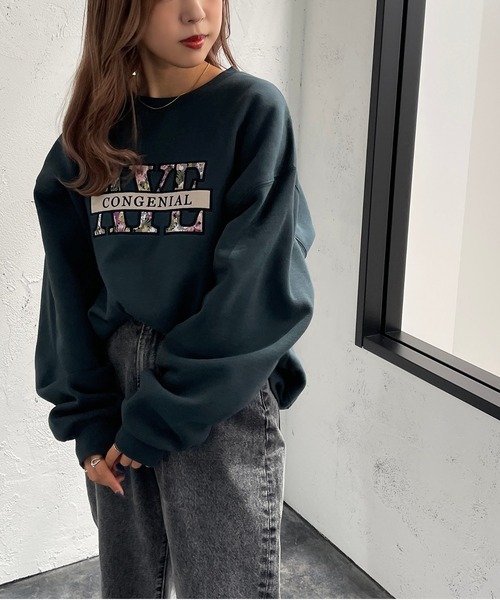 apres jour mignon（アプレジュールミニョン）の「花刺繍ロゴスウェット【ZOZOTOWN限定アイテム】（スウェット・レディース・ブラック/ダークグリーン/パープル/ナチュラル・X-LARGE/フリー）」の13枚目の写真