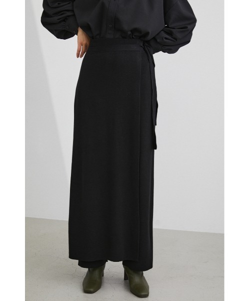 STYLEMIXER（スタイルミキサー）の「ラップレイヤードニットパンツ（その他パンツ・レディース・ブラック/グレー・SMALL/MEDIUM）」の2枚目の写真