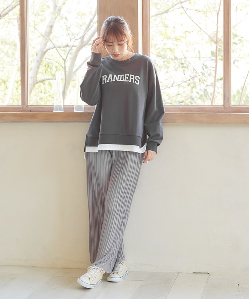 Honeys(ハニーズ)の「裾レイヤード風トップス(スウェット・レディース・イエロー/ベージュ/杢グレー/ミント/スミクロ・LL/L/M/S)」の10枚目の写真