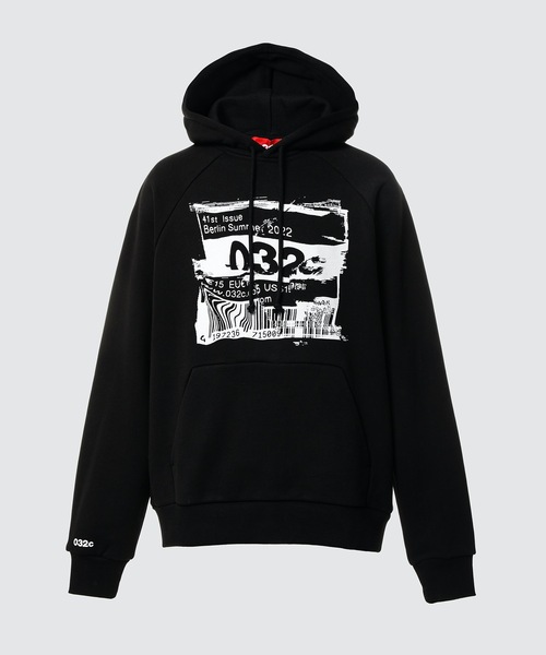 032c(ゼロスリーツーシー)の「BARCODE GLITCH HOODIE(パーカー・メンズ・ブラック・M/L/XL)」の1枚目の写真