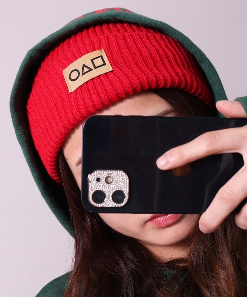 BAYBLO（ベイブロ）の「(CR)【〇△□】ユニセックス リブ 編み ニットキャップ（ニットキャップ/ビーニー・レディース・ブラック/レッド/アイボリー・FREE）」の3枚目の写真