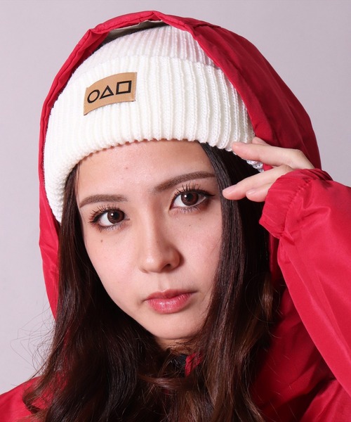 BAYBLO（ベイブロ）の「(CR)【〇△□】ユニセックス リブ 編み ニットキャップ（ニットキャップ/ビーニー・レディース・ブラック/レッド/アイボリー・FREE）」の5枚目の写真