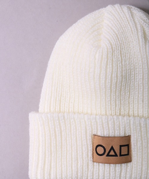 BAYBLO（ベイブロ）の「(CR)【〇△□】ユニセックス リブ 編み ニットキャップ（ニットキャップ/ビーニー・レディース・ブラック/レッド/アイボリー・FREE）」の8枚目の写真