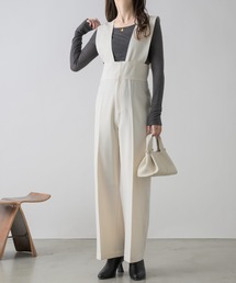 NEUNA | パンツとしても使える！2WAYワイドV/ハイウエストスラックスサロペット(サロペット/オーバーオール)