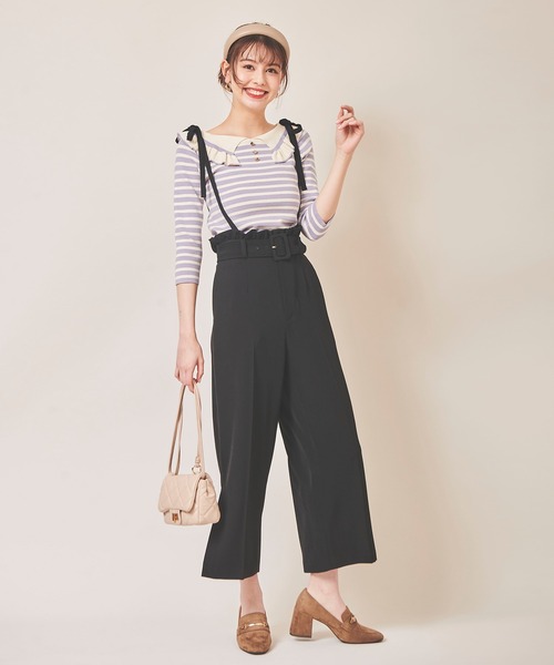 31 Sons de mode（トランテアン　ソン　ドゥ　モード）の「肩リボンサス付きパンツ（その他パンツ・レディース・イエロー/ブラック/ラベンダー・36/38）」の7枚目の写真