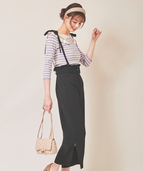 31 Sons de mode（トランテアン　ソン　ドゥ　モード）の「肩リボンサス付きパンツ（その他パンツ・レディース・イエロー/ブラック/ラベンダー・36/38）」の8枚目の写真