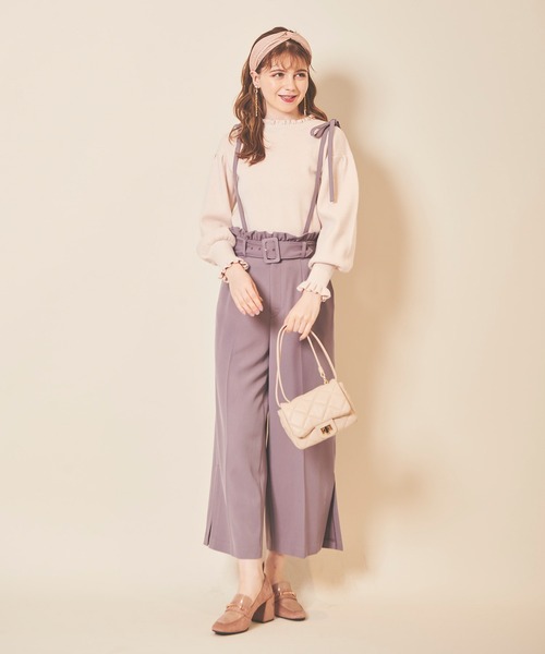 31 Sons de mode（トランテアン　ソン　ドゥ　モード）の「肩リボンサス付きパンツ（その他パンツ・レディース・イエロー/ブラック/ラベンダー・36/38）」の9枚目の写真