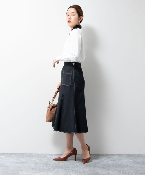 NOLLEY’S(ノーリーズ)の「配色ステッチピケ切替フレアスカート(スカート・レディース・ブラック/ホワイト・36/38)」の12枚目の写真