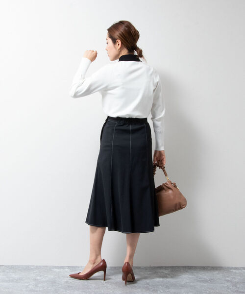 NOLLEY’S(ノーリーズ)の「配色ステッチピケ切替フレアスカート(スカート・レディース・ブラック/ホワイト・36/38)」の13枚目の写真