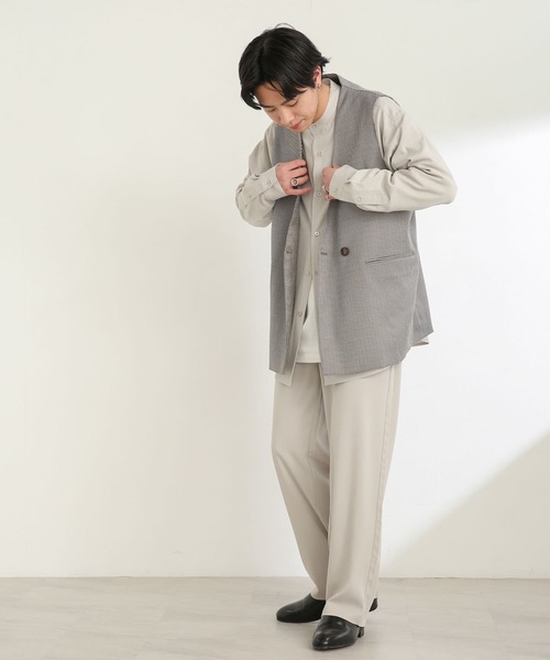 SENSE OF PLACE by URBAN RESEARCH（センスオブプレイスバイアーバンリサーチ）の「チェックダブルテーラードベスト（ベスト・メンズ・ベージュ・MEDIUM/LARGE）」の5枚目の写真