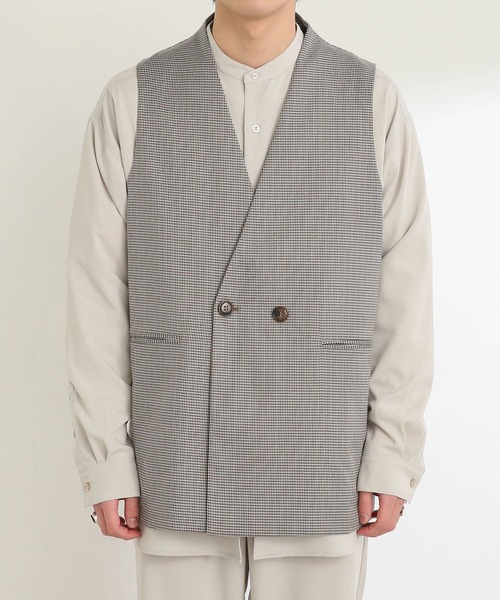 SENSE OF PLACE by URBAN RESEARCH（センスオブプレイスバイアーバンリサーチ）の「チェックダブルテーラードベスト（ベスト・メンズ・ベージュ・MEDIUM/LARGE）」の13枚目の写真