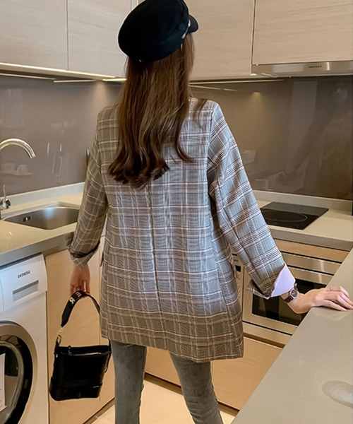 Bifrost（ビフレスト）の「チェックテーラードジャケット（テーラードジャケット・レディース・ピンク/イエロー・S/M/L/XL）」の10枚目の写真