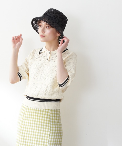 N.（N. Natural Beauty Basic）（エヌエヌナチュラルビューティーベーシック）の「[CASSELINI] 透かし編みバケットハット（ハット・レディース・ブラック/ベージュ・FREE）」の11枚目の写真