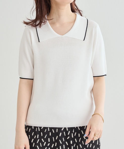 natural couture(ナチュラルクチュール)の「WEB限定/コーデを飾るトレンドアイテム ポロニット(ニット/セーター・レディース・オフホワイト/ブラック/グリーン・FREE)」の15枚目の写真