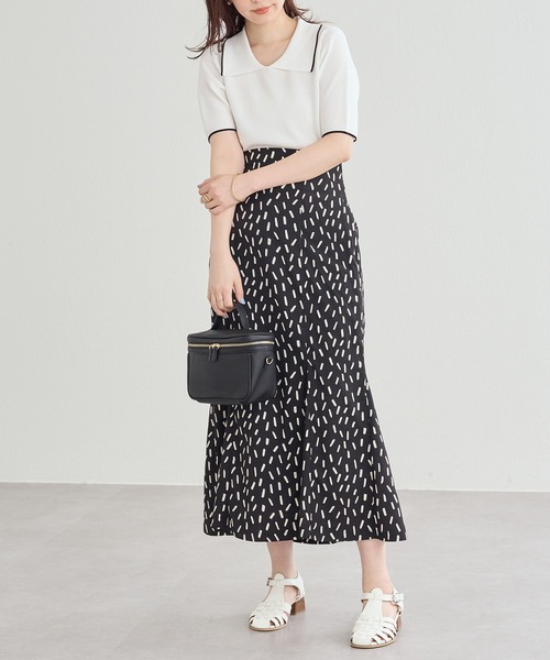 natural couture(ナチュラルクチュール)の「WEB限定/コーデを飾るトレンドアイテム ポロニット(ニット/セーター・レディース・オフホワイト/ブラック/グリーン・FREE)」の5枚目の写真
