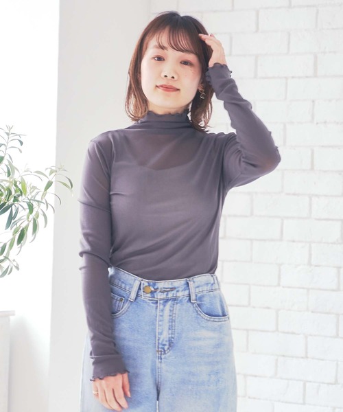 Clice de Paris(クリシェドゥパリス)の「K/シースルータートル(Tシャツ/カットソー・レディース・ブラック/グレー/ピンク/アイボリー・ONESIZE)」の4枚目の写真