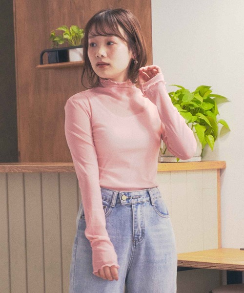 Clice de Paris(クリシェドゥパリス)の「K/シースルータートル(Tシャツ/カットソー・レディース・ブラック/グレー/ピンク/アイボリー・ONESIZE)」の1枚目の写真