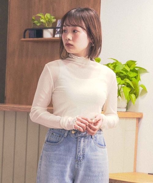 Clice de Paris(クリシェドゥパリス)の「K/シースルータートル(Tシャツ/カットソー・レディース・ブラック/グレー/ピンク/アイボリー・ONESIZE)」の2枚目の写真