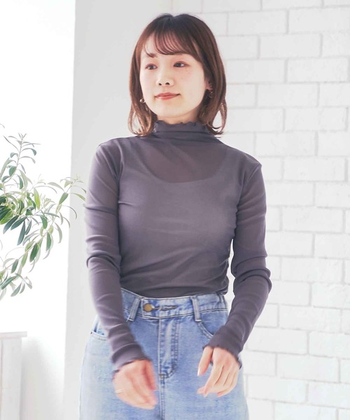 Clice de Paris(クリシェドゥパリス)の「K/シースルータートル(Tシャツ/カットソー・レディース・ブラック/グレー/ピンク/アイボリー・ONESIZE)」の9枚目の写真