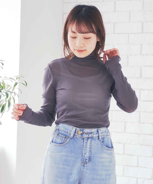 Clice de Paris(クリシェドゥパリス)の「K/シースルータートル(Tシャツ/カットソー・レディース・ブラック/グレー/ピンク/アイボリー・ONESIZE)」の8枚目の写真