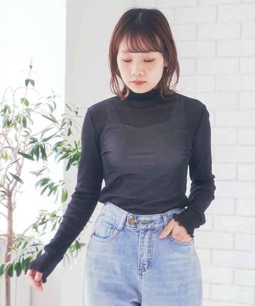 Clice de Paris(クリシェドゥパリス)の「K/シースルータートル(Tシャツ/カットソー・レディース・ブラック/グレー/ピンク/アイボリー・ONESIZE)」の13枚目の写真