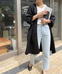 StyleSea | カットポンチノーカラーロングジャケット(ノーカラージャケット)