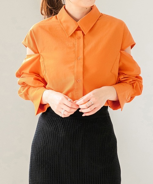 Heather(ヘザー)の「ショルダースリットシャツ 275065(シャツ/ブラウス・レディース・ホワイト/グレー/オレンジ/グリーン・FREE)」の16枚目の写真