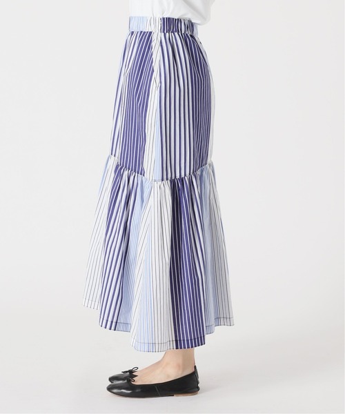 IENA（イエナ）の「ストライプパターンラッフルスカート（スカート・レディース・サックスブルー・40/38/36/34）」の10枚目の写真
