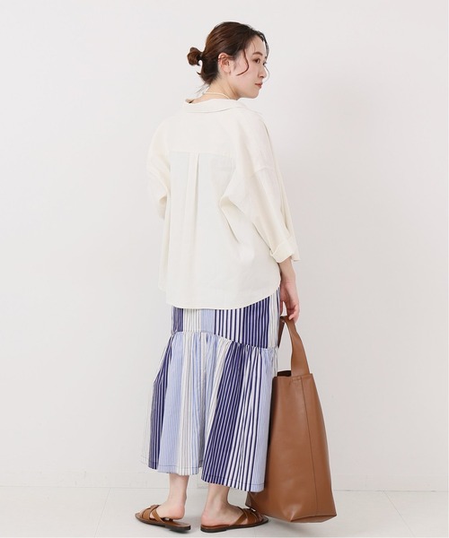 IENA（イエナ）の「ストライプパターンラッフルスカート（スカート・レディース・サックスブルー・40/38/36/34）」の7枚目の写真