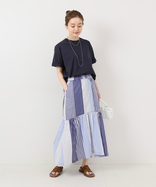 IENA（イエナ）の「ストライプパターンラッフルスカート（スカート・レディース・サックスブルー・40/38/36/34）」の20枚目の写真