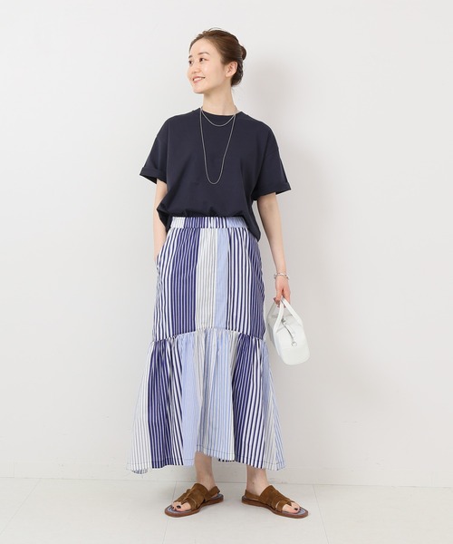 IENA（イエナ）の「ストライプパターンラッフルスカート（スカート・レディース・サックスブルー・40/38/36/34）」の21枚目の写真